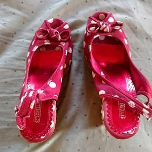 Red with white polka dots Seychelles wedges